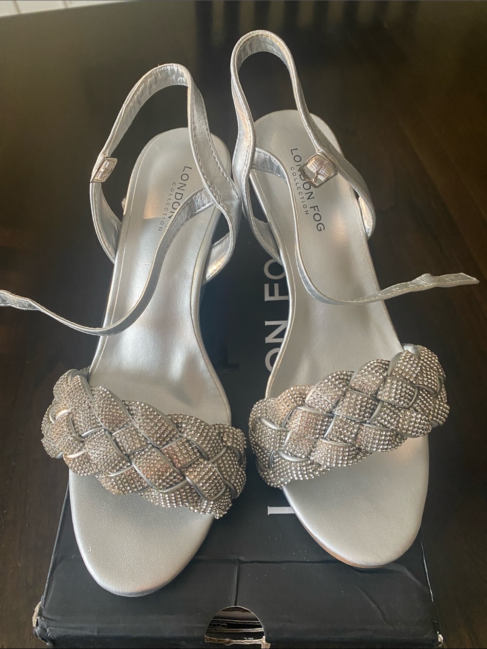 ⭐️4/$20⭐️ London Fog Metallic Silver Braided Wedge Heels